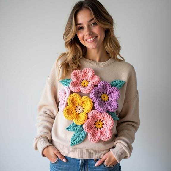 floral design sweatshirt apparel