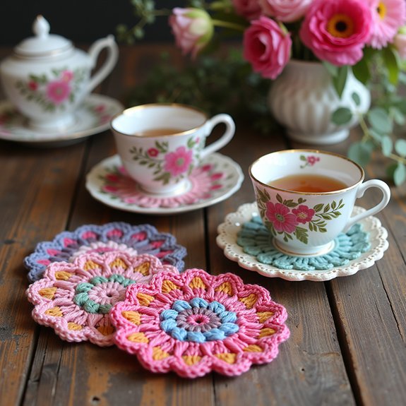 flower patterned drink coasters