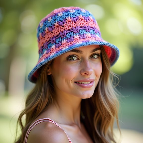 geometric crochet bucket hat