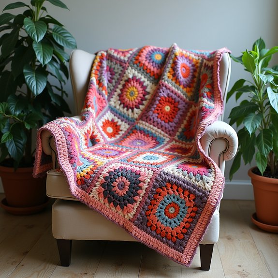 geometric granny square blanket