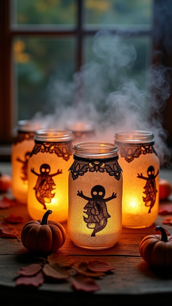ghostly filled glass containers