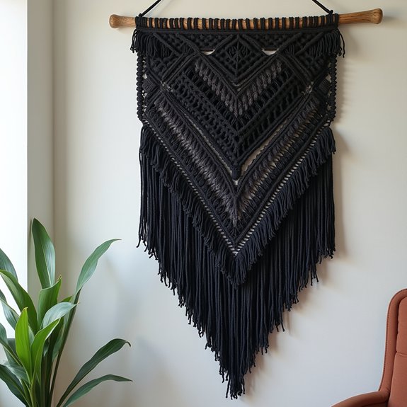 handcrafted black crochet art