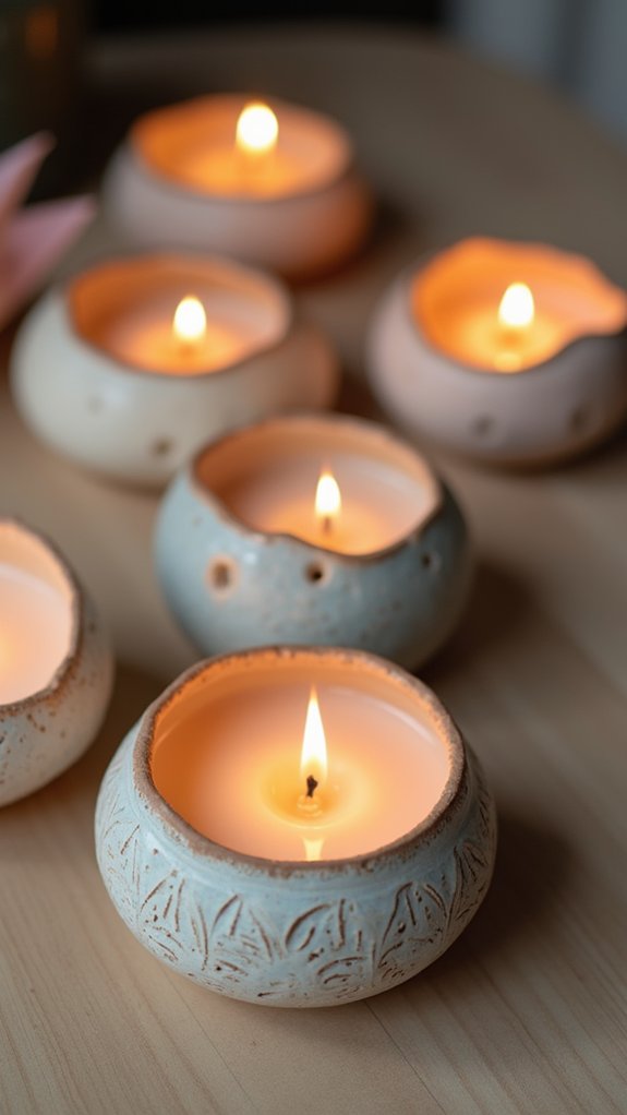 handcrafted clay candle holders