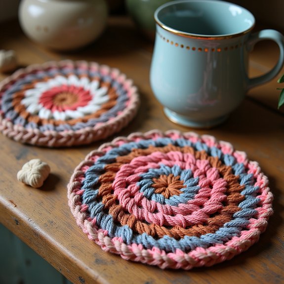 handmade bohemian crochet coasters