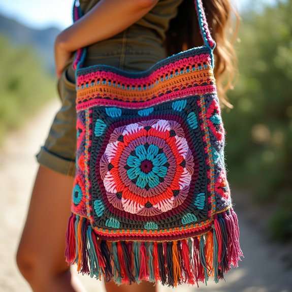 handmade colorful yarn bag