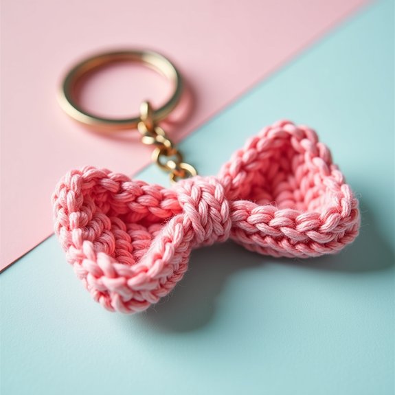 handmade crochet bow keychain
