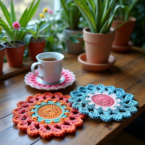 handmade crochet drink coasters