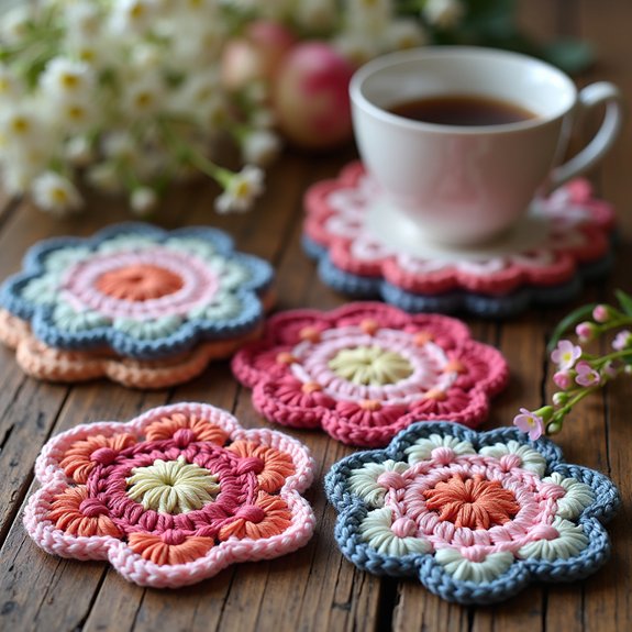 handmade crochet drink coasters