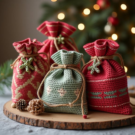 handmade crochet gift bags