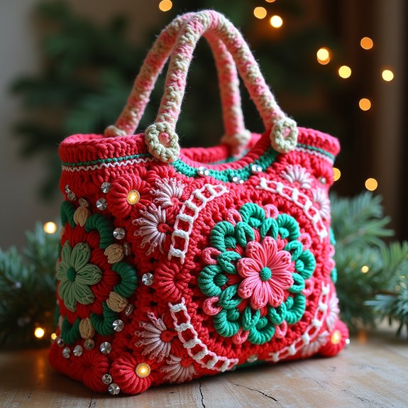 holiday themed crochet bag