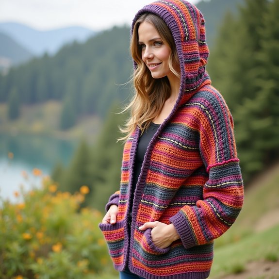 hooded crocheted bolero jacket