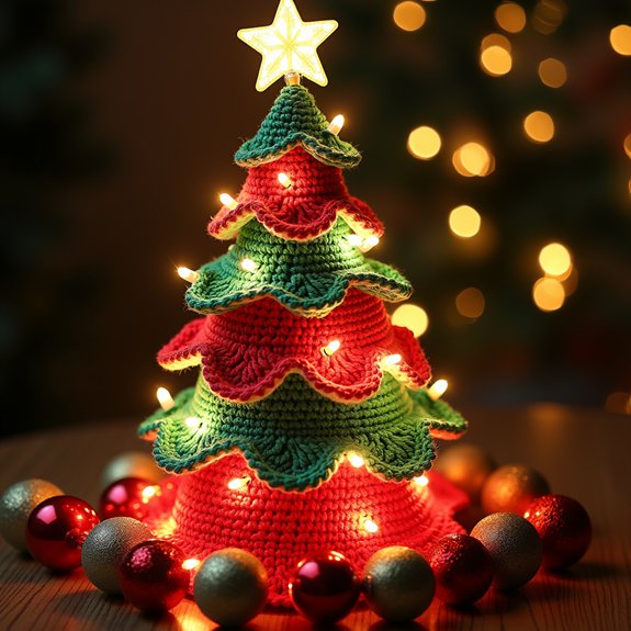 illuminated crochet tree decoration