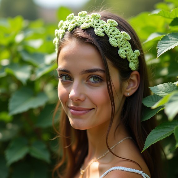 leaf patterned crochet headband
