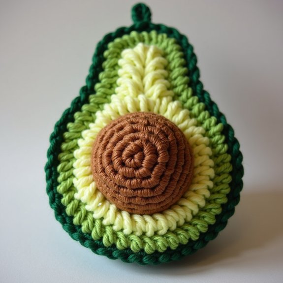 lifelike crocheted avocado design