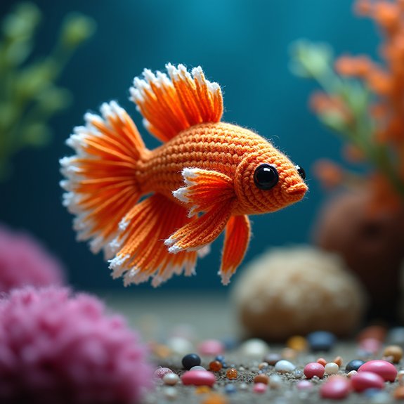 lifelike crocheted betta fish