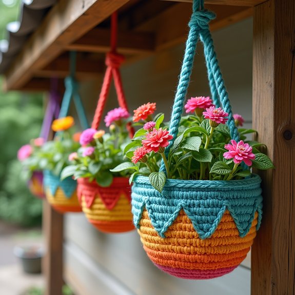 lovely crochet plant holders
