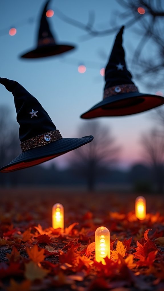 magical levitating witch hats