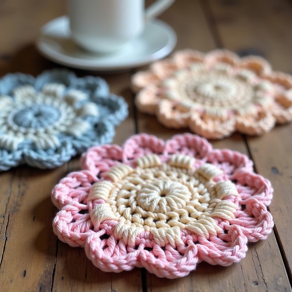 ombre crochet coaster design