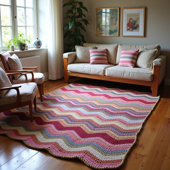 patterned rug with stripes