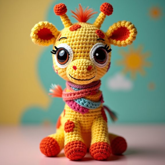 playful crocheted giraffe toy