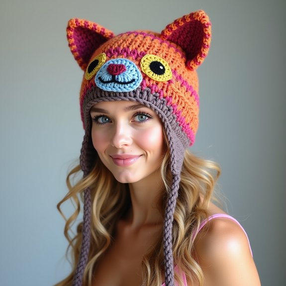 playful feline patterned hat