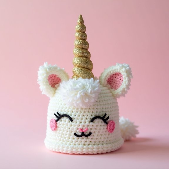 playful feline unicorn headwear