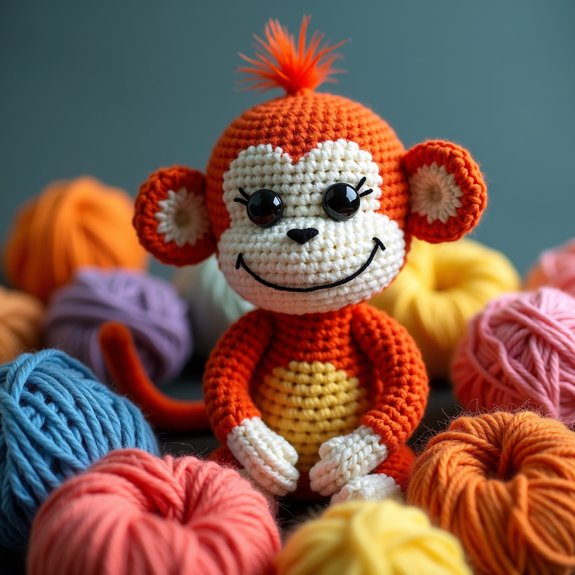 playful handmade crochet monkey