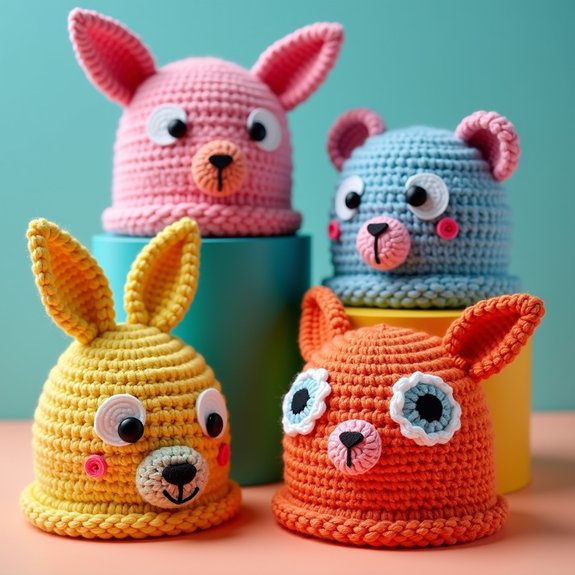 playful knitted creature headwear