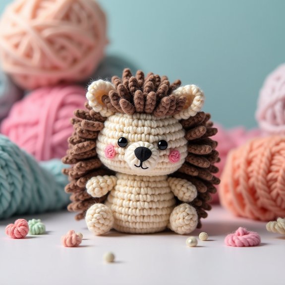 playful yarn crafted hedgehog