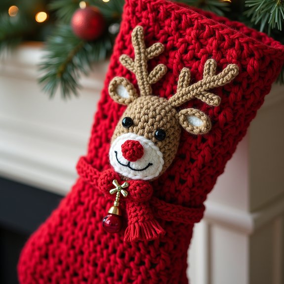 reindeer themed holiday stocking