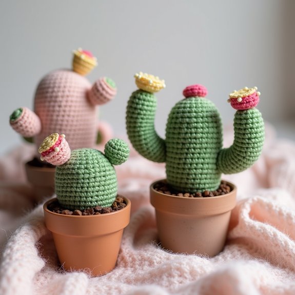 retro crochet cactus design