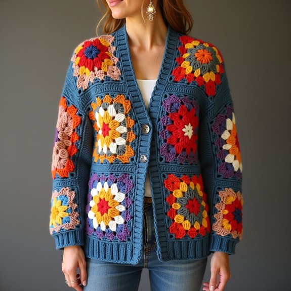 retro crochet cardigan design