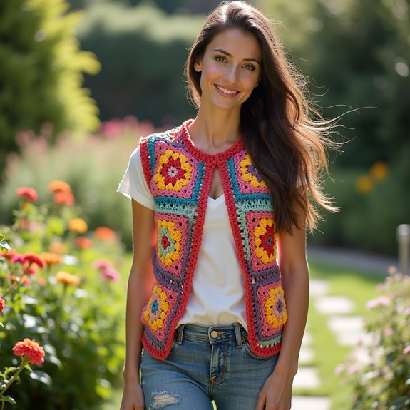 retro crochet square vest
