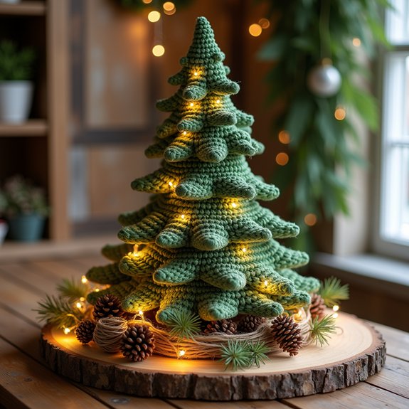 rustic crochet pine centerpiece