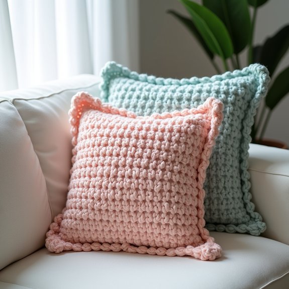 shell stitch design pillow