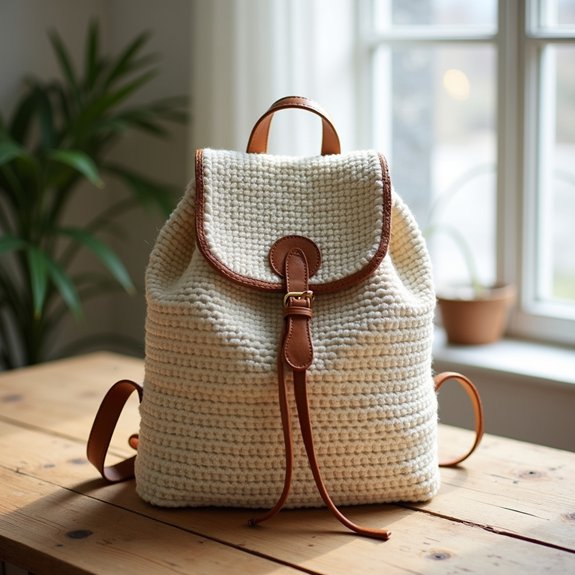 simple neutral crochet bag