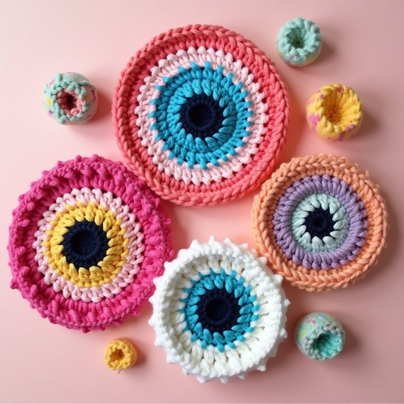 spiraled crochet eye design