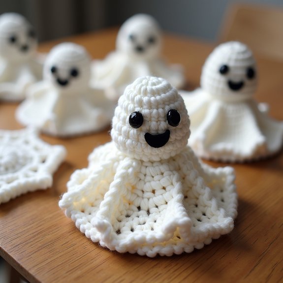 spooky handmade crochet coasters
