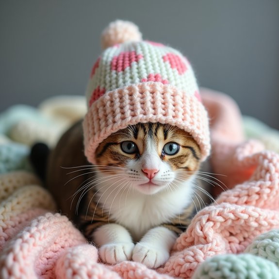 spotted beanie for calico cat