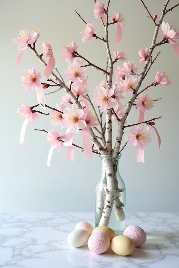 spring branch adorned ribbons
