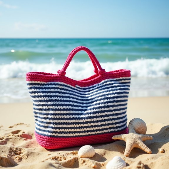 striped coastal tote bag