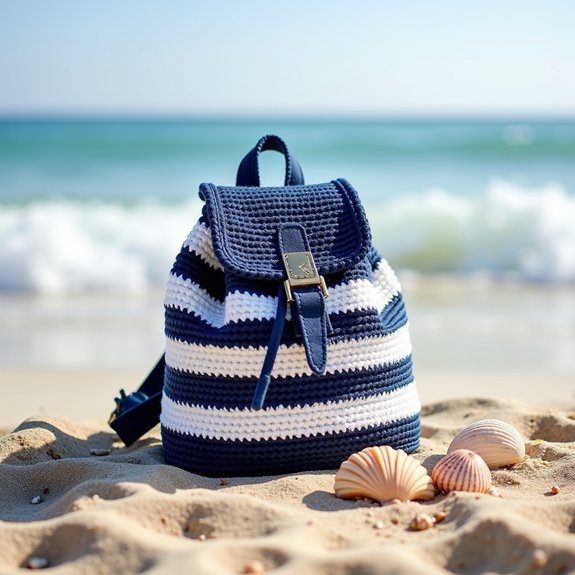 striped crochet nautical backpack