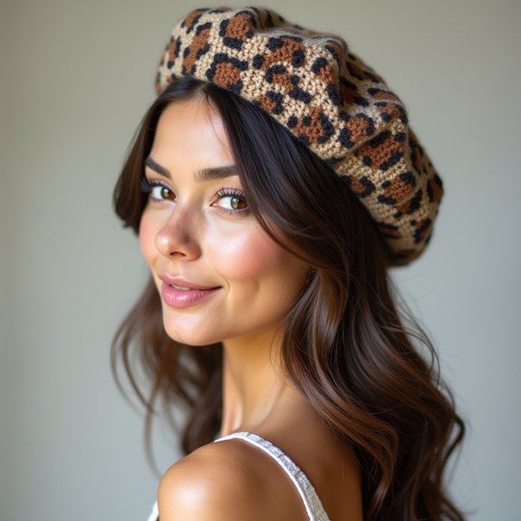 stylish animal pattern beret