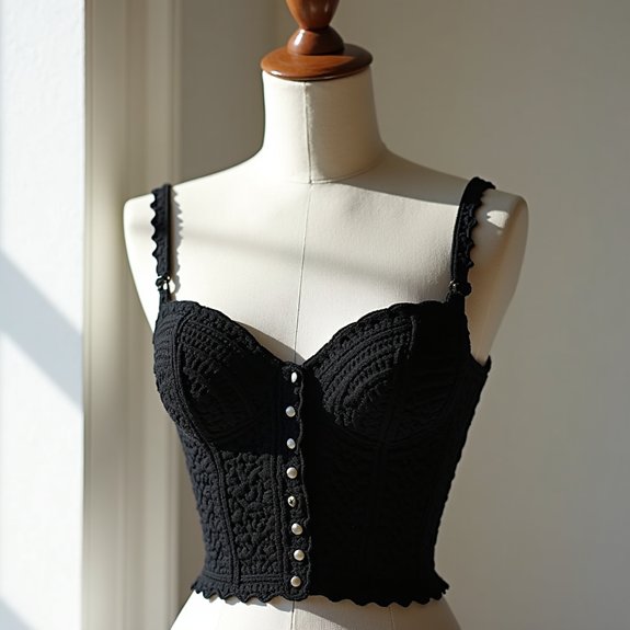 stylish black crochet corset
