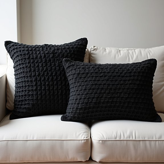 stylish black crochet pillows