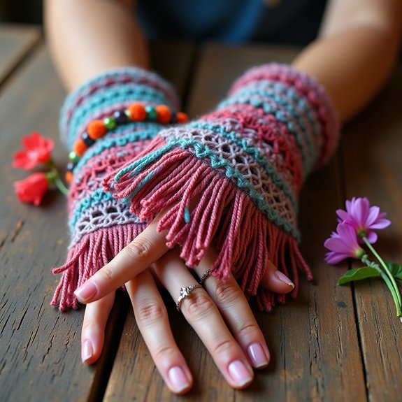 stylish bohemian fingerless gloves