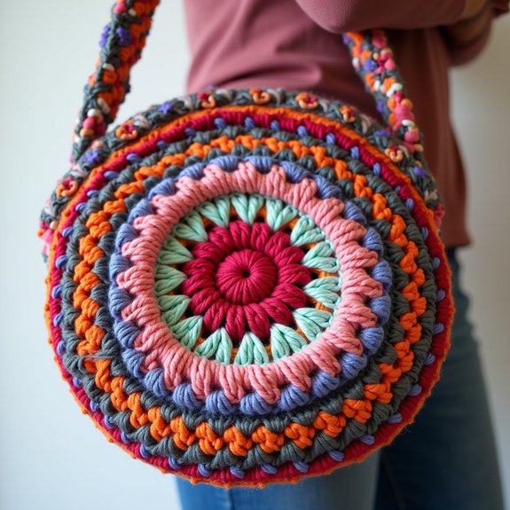 stylish circular crochet handbag
