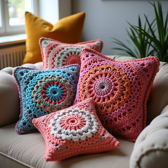 stylish crochet accent pillows