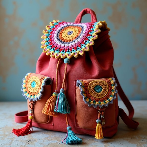 stylish crochet bohemian backpack