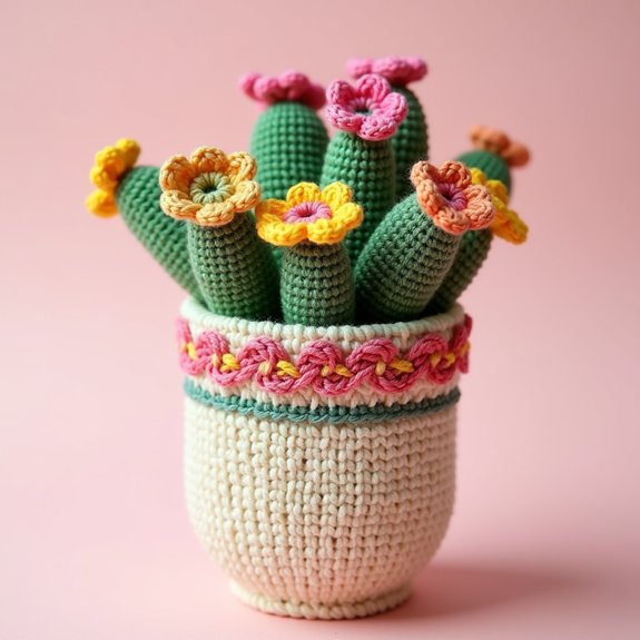 stylish crochet cactus holder